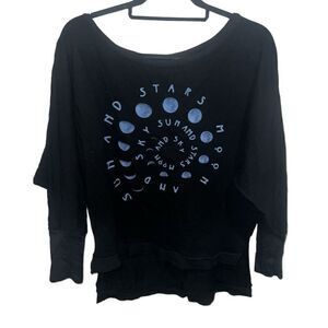 Chaser Sun Stars Moon Sky sweatshirt Scoop Neck High Low Size Small Cotton Blend